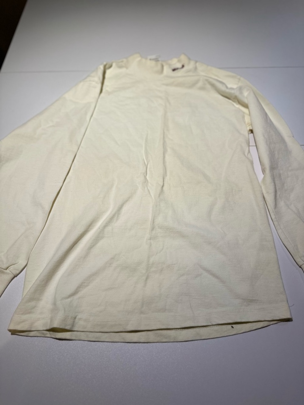 Microsoft Cream High Neck Waffle Knit Shirt with Burgundy Logo